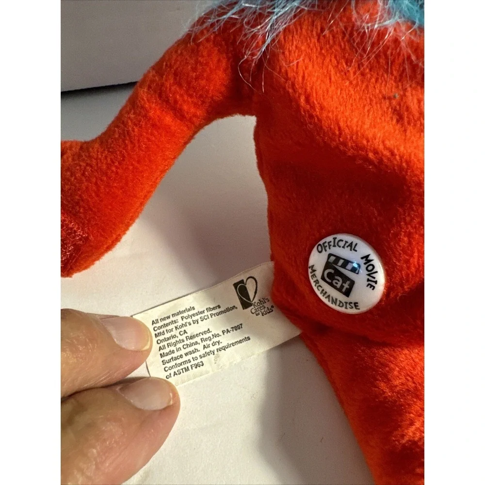 Kohls Dr Seuss Thing 1 With Free Cookie Monster Bean Bag By Sesame Street VG
